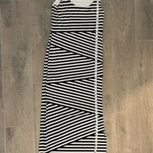 Black and White Striped Maxi Dress Size Large